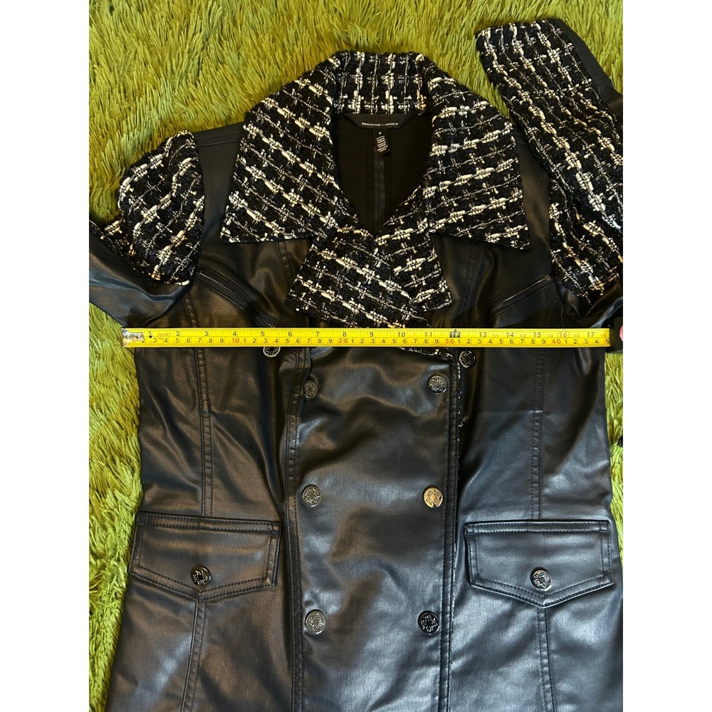 White House Black Market Jacket Women Size 6 Navy Mixed Tweed Moto Double Breast - Picture 5 of 12